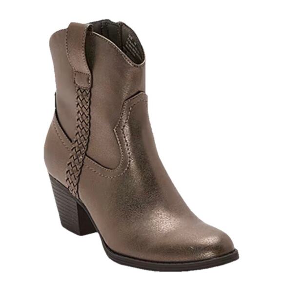 Frye and Co Daxx Stacked Heel Cowboy Boots Platinum Western Shoes Women's 6.5 - Picture 1 of 14